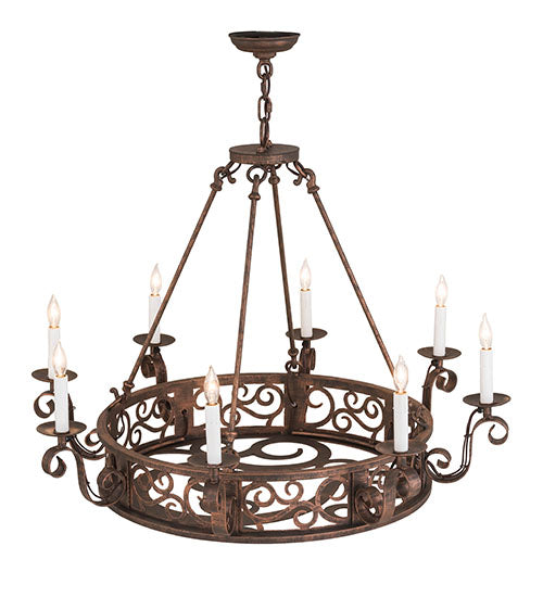 36"W Delano 8 Lt Chandelier