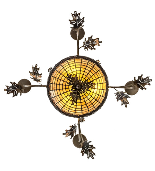 30"W Greenbriar Oak 4 Lt Chandelier