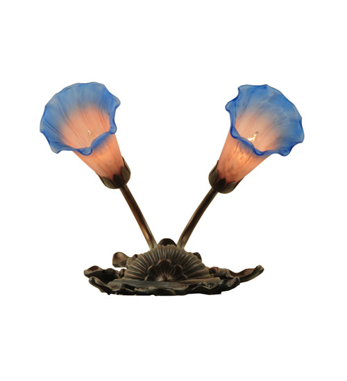 11"W Pink/Blue Pond Lily 2 Lt Wall Sconce