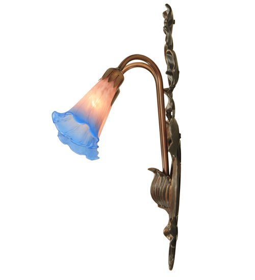 11"W Pink/Blue Pond Lily 2 Lt Wall Sconce