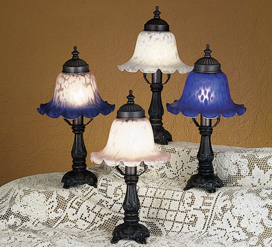 12.5" High Fluted Bell White & Blue Mini Lamp