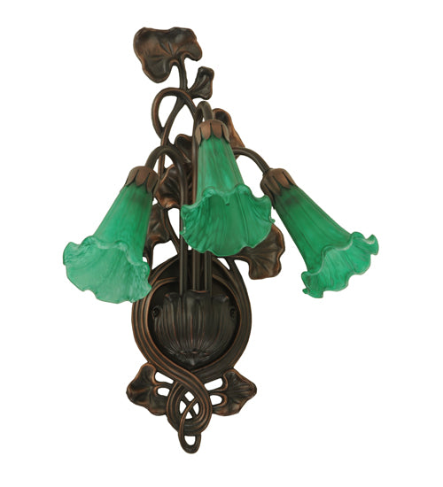 10.5"W Green Pond Lily 3 Lt Wall Sconce