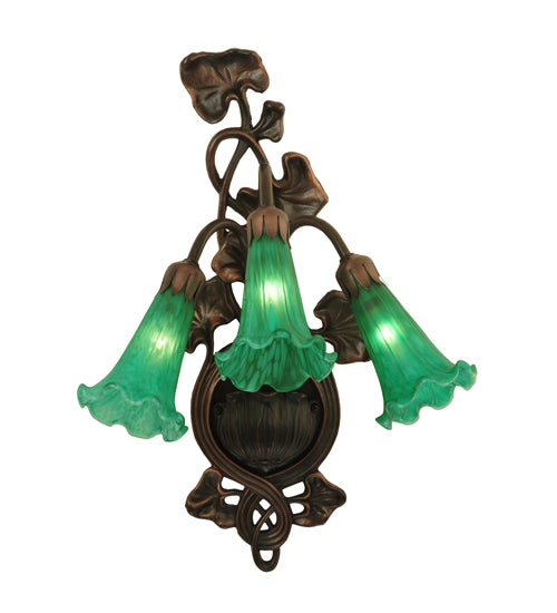 10.5"W Green Pond Lily 3 Lt Wall Sconce