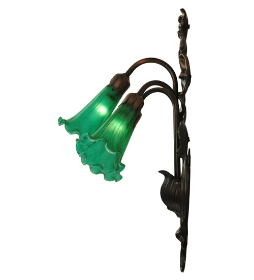 10.5"W Green Pond Lily 3 Lt Wall Sconce