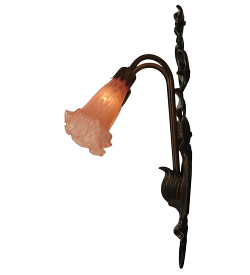 11"W Pink Pond Lily 2 Lt Wall Sconce