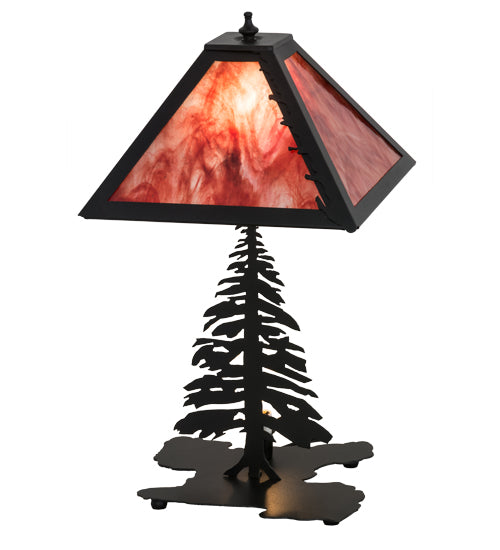 21" High Leaf Edge Tall Pines W/Lighted Base Table Lamp