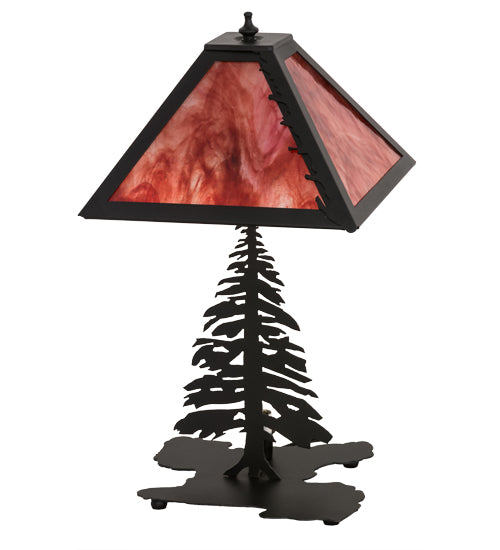 21" High Leaf Edge Tall Pines W/Lighted Base Table Lamp