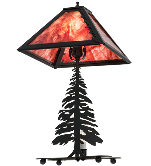 21" High Leaf Edge Tall Pines W/Lighted Base Table Lamp