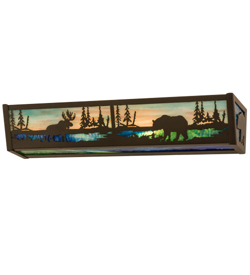 24"W Moose & Black Bear Vanity Light