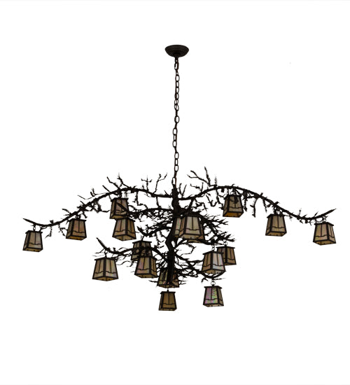 66"W Pine Branch Valley View 18 Lt Chandelier