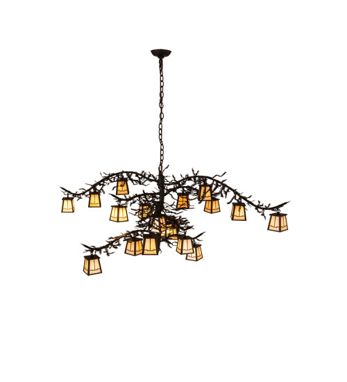 66"W Pine Branch Valley View 18 Lt Chandelier