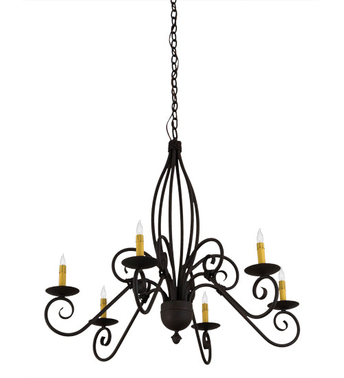 36" Wide Squire 6 Light Chandelier