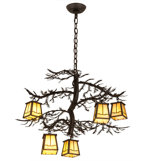 29"W Pine Branch Valley View 5 Lt Chandelier