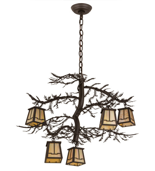 29"W Pine Branch Valley View 5 Lt Chandelier