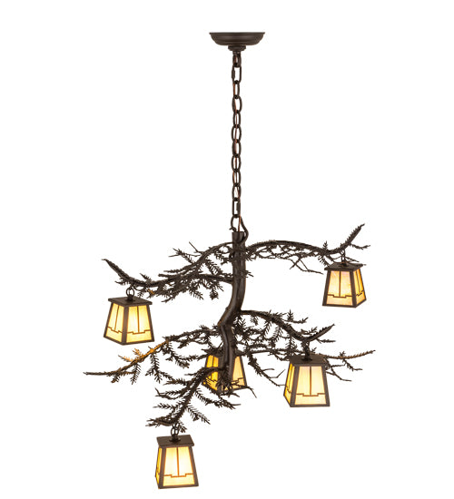 29"W Pine Branch Valley View 5 Lt Chandelier