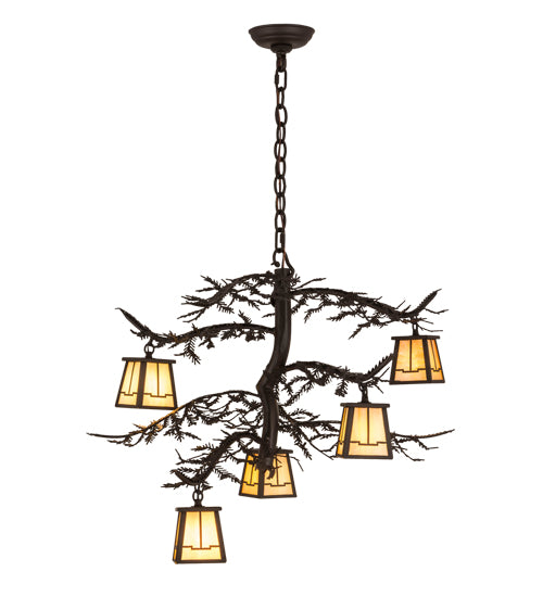 29"W Pine Branch Valley View 5 Lt Chandelier