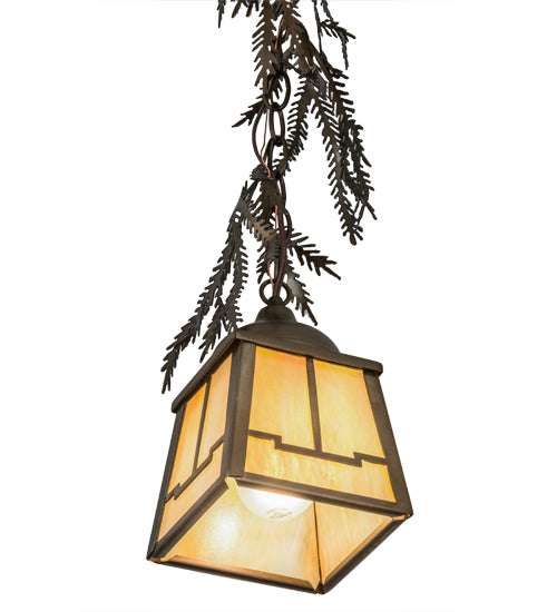 5.5" Square Pine Branch Valley View Mini Pendant