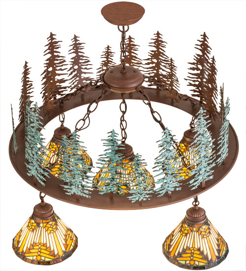 34"W Nuevo Mission Tall Pines 5 Lt Chandelier