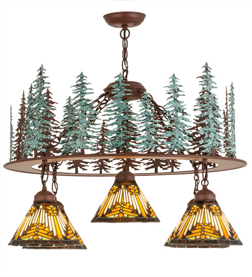 34"W Nuevo Mission Tall Pines 5 Lt Chandelier