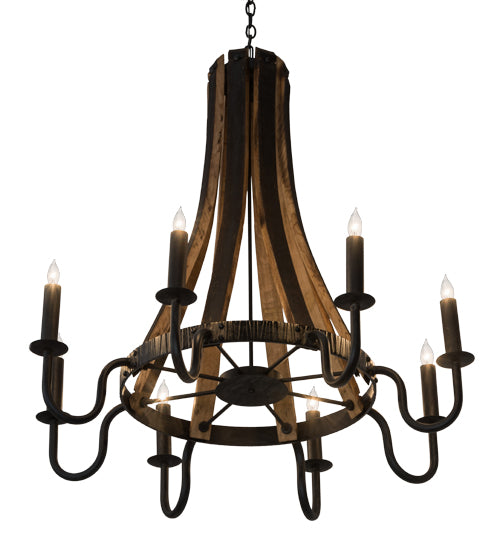 43" Wide Barrel Stave Madera 8 Light Chandelier