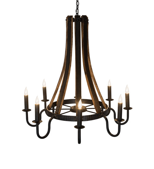 43" Wide Barrel Stave Madera 8 Light Chandelier