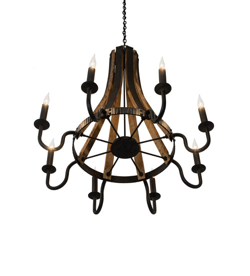 43" Wide Barrel Stave Madera 8 Light Chandelier