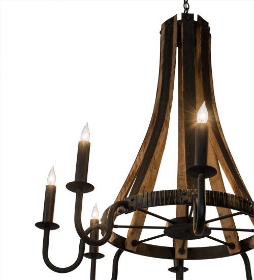 43" Wide Barrel Stave Madera 8 Light Chandelier