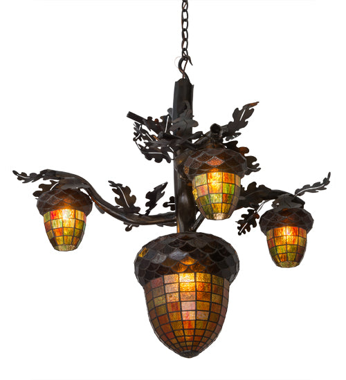 48" Wide Acorn Branch 4 Light Chandelier