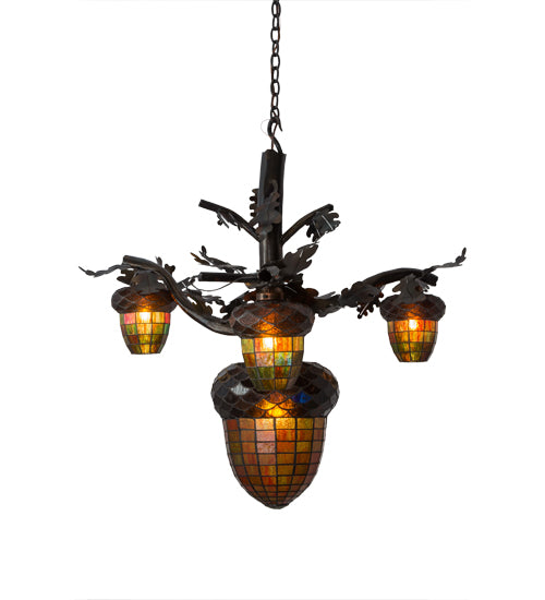 48" Wide Acorn Branch 4 Light Chandelier