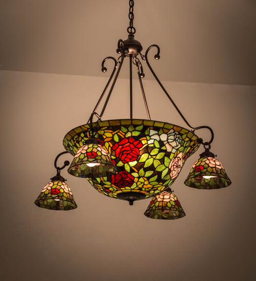 36" Wide Tiffany Rosebush Chandelier