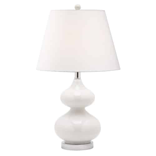 Dainolite 1 Light Incandescent Table Lamp White Glass Finish with White Shade