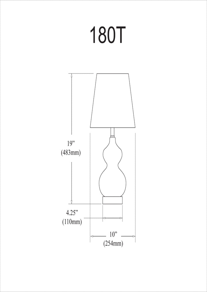 Dainolite 1 Light Incandescent Table Lamp White Glass Finish with White Shade