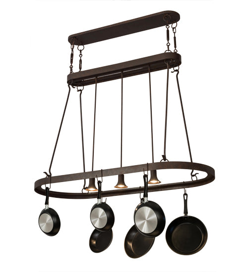 55" Long Harmony 3 Light Pot Rack