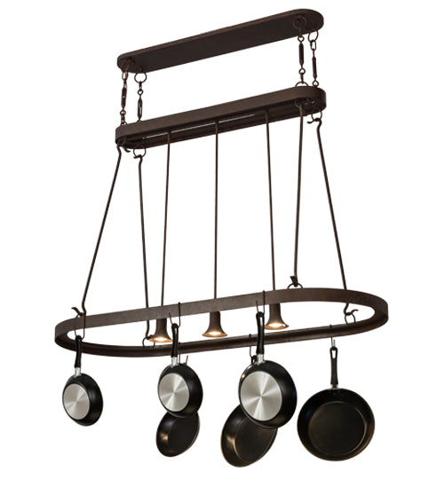 55" Long Harmony 3 Light Pot Rack