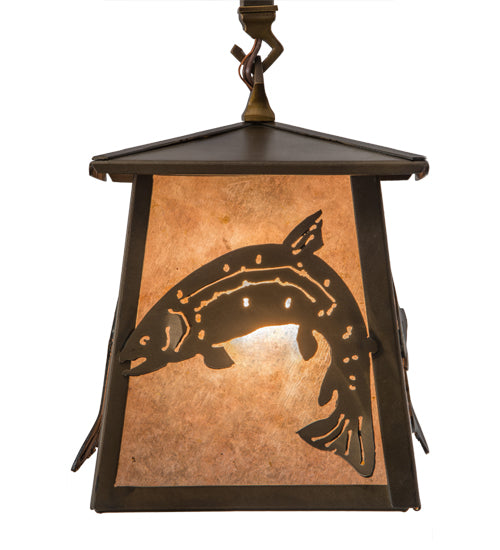 7" Square Leaping Trout Mini Pendant