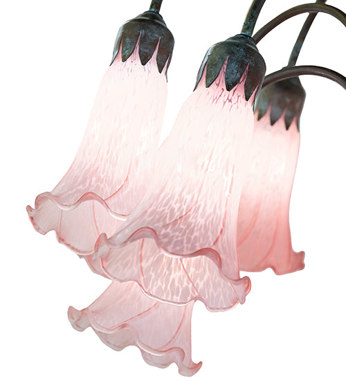 61" High Pink Tiffany Pond Lily 12 Light Floor Lamp