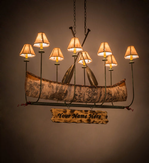 51"L Personalized Canoe 8 Lt Chandelier