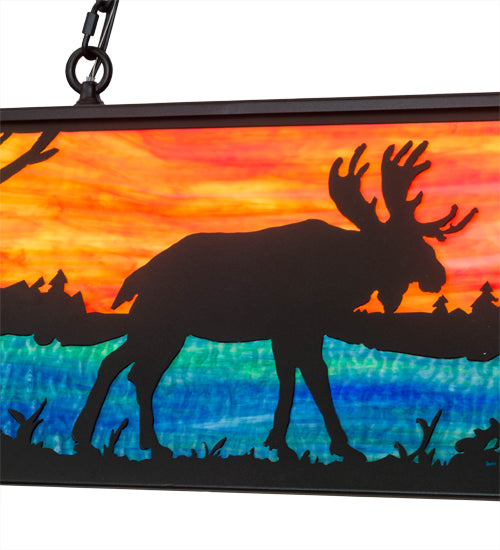 48"L Moose At Lake Oblong Pendant