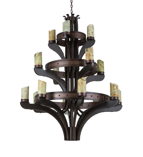 48" Wide Castilla Jadestone 16 Light Three Tier Chandelier