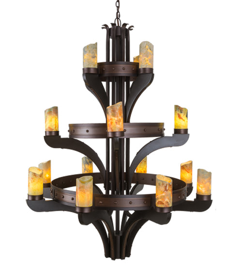 48" Wide Castilla Jadestone 16 Light Three Tier Chandelier