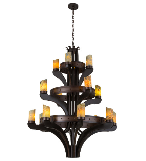 48" Wide Castilla Jadestone 16 Light Three Tier Chandelier