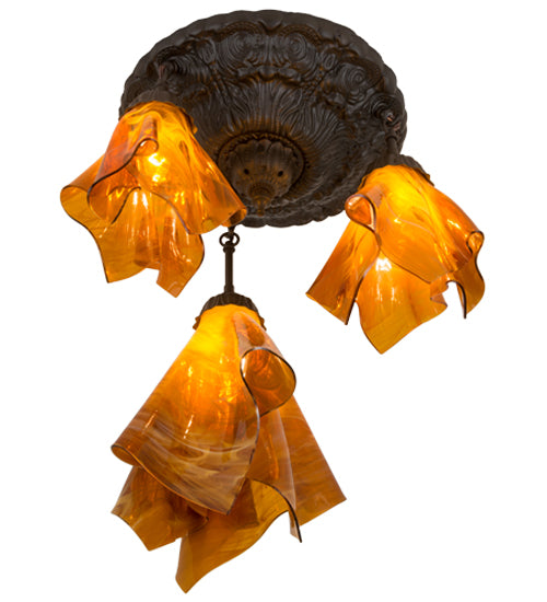 21" Wide Handkerchief Taste Of Honey 3 Light Pendant