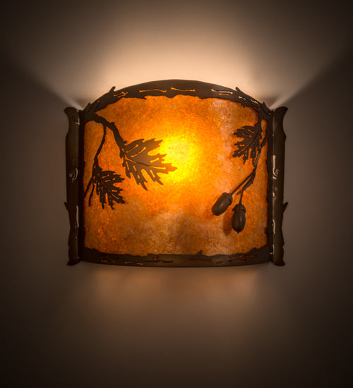 12"W Oak Leaf & Acorn Wall Sconce