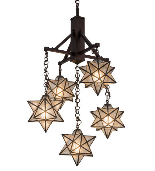 30"W Moravian Star 5 Lt Chandelier