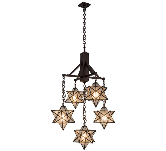 30"W Moravian Star 5 Lt Chandelier