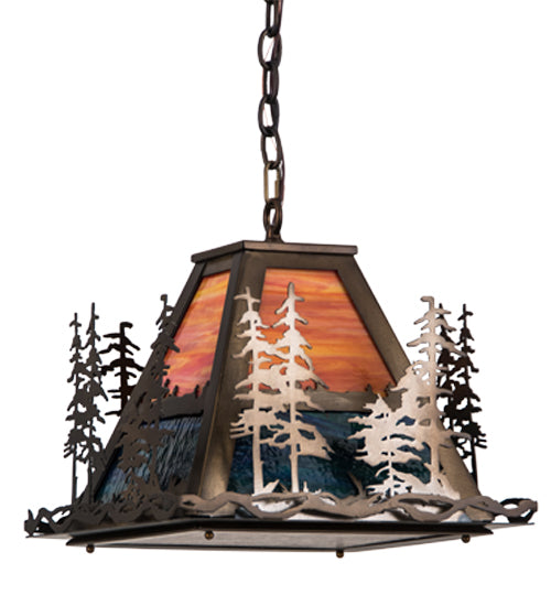 16" Square Tall Pines Right Pendant