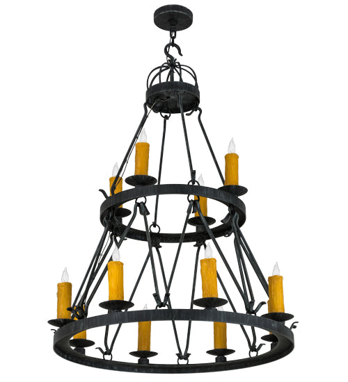 36"W Lakeshore 12 Lt Two Tier Chandelier