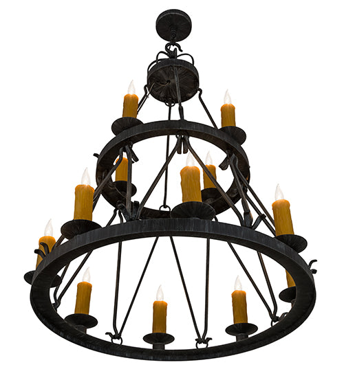 36"W Lakeshore 12 Lt Two Tier Chandelier