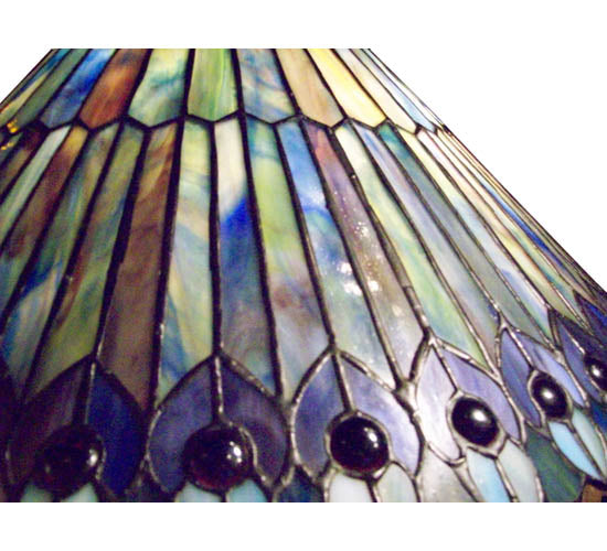 8"W Tiffany Jeweled Peacock Wall Sconce