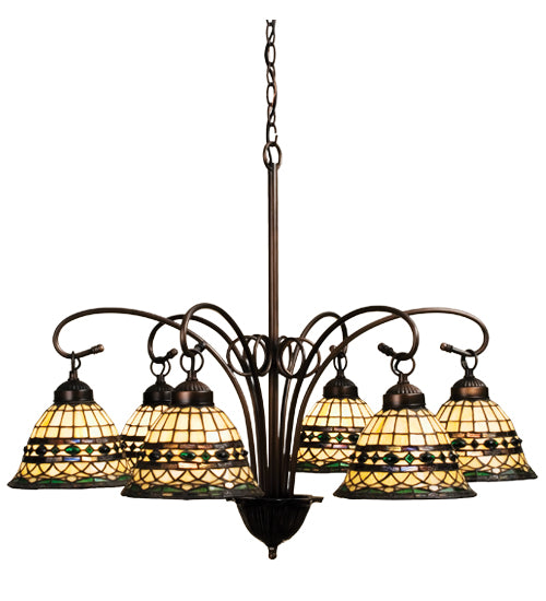 31"W Tiffany Roman 6 Lt Chandelier